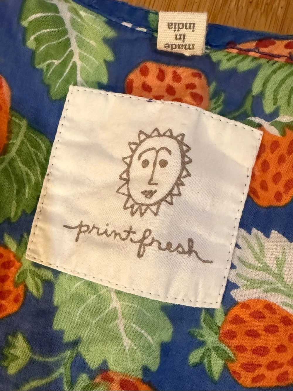 Rare Printfresh Let’s Cruise Caftan in Strawberry Fields Queen Blue OS